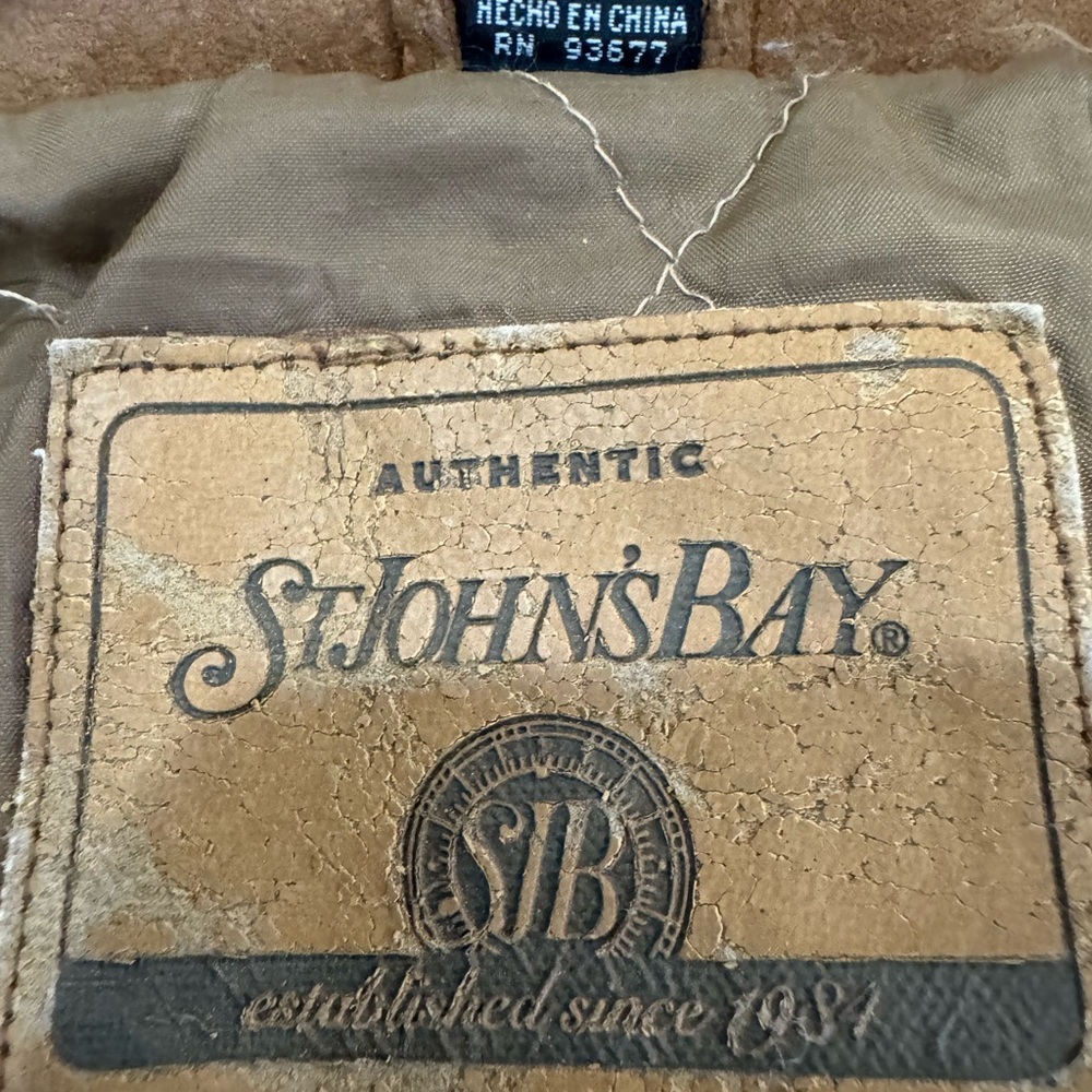 St. John’s Bay Men’s XL Brown Genuine Suede Leather Bomber Jacket - Picture 6 of 7